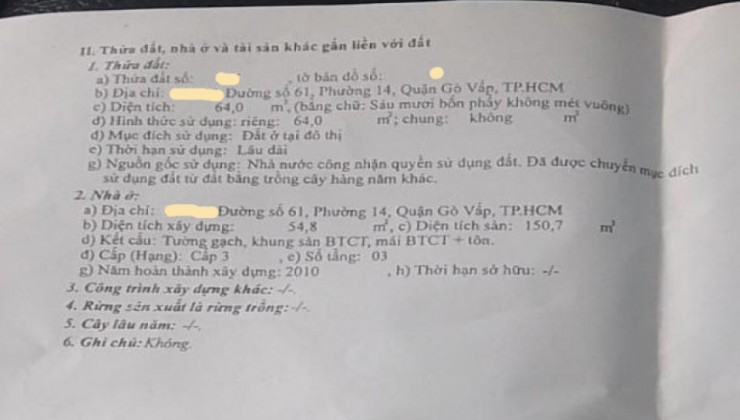 Bán nhà Lê Văn Thọ P. 14 Q. Gò Vấp, 3 tầng, giá chỉ 6.x tỷ